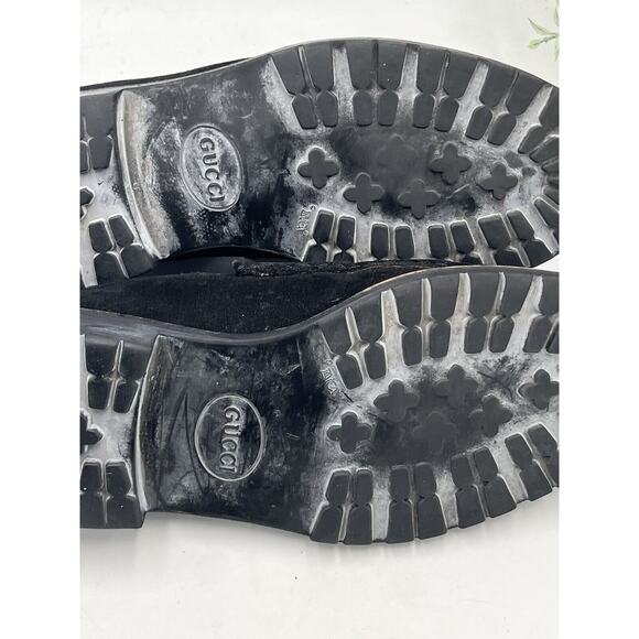 Gucci Women 1955 Horsebit Accent Black Suede Lugged Sole Loafers Size: 5D - Picture 15 of 16